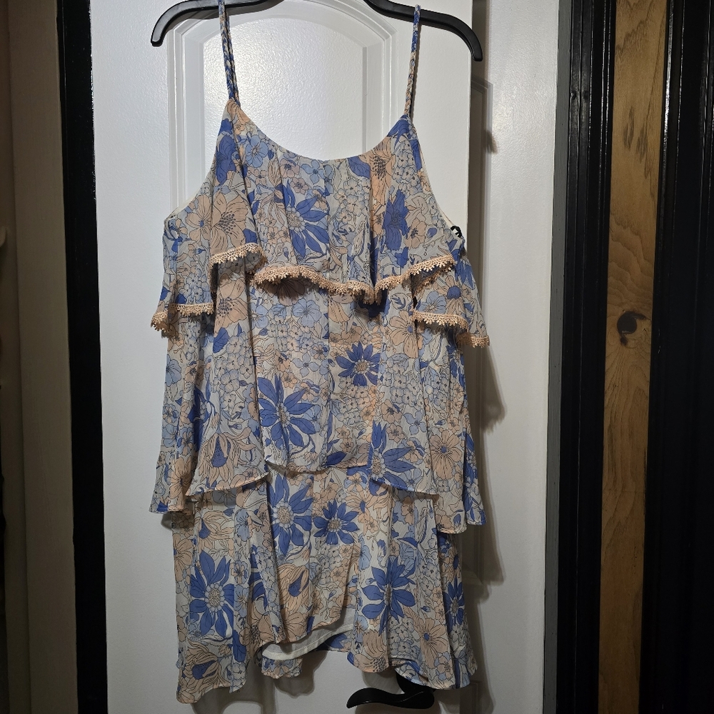 Forever 21 Women's Ruffled Tiered Mini Dress Floral Printed Size XL